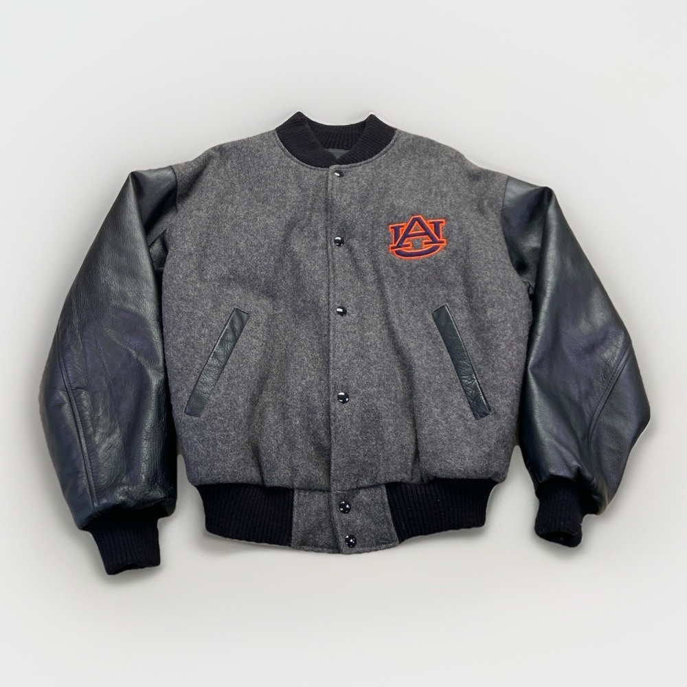 Vintage Auburn Tigers Bomber Jacket Mens S 90s MV Sport Varsity Wool Leather